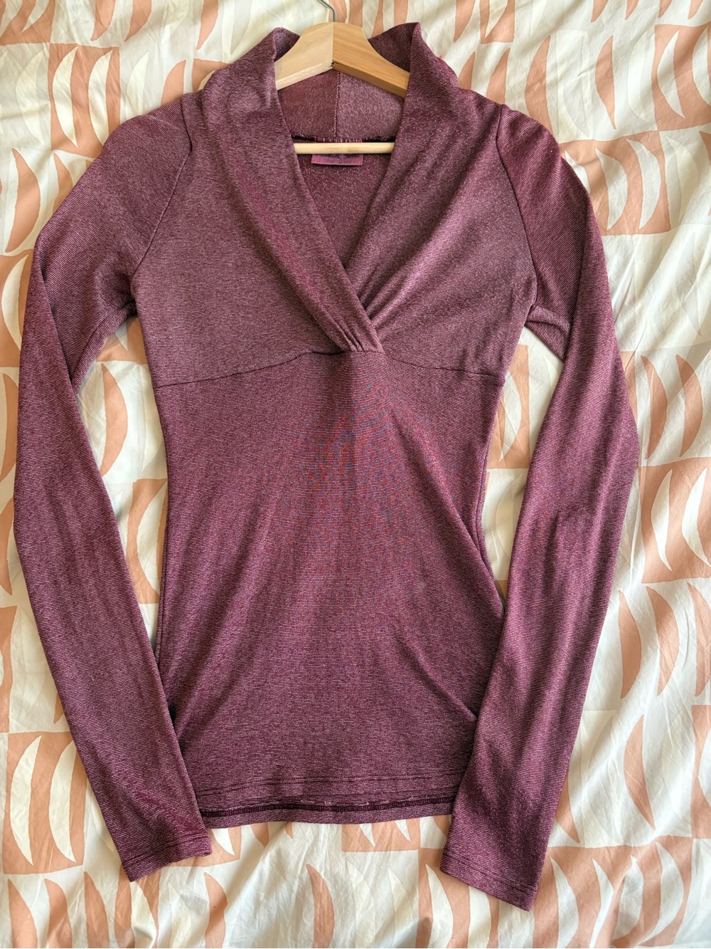 Michael Stars Plum Wrap-Front Long Sleeve Top